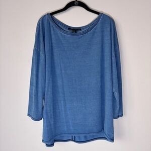 White House Black Market Denim Blue Blouse 3/4 sleeve